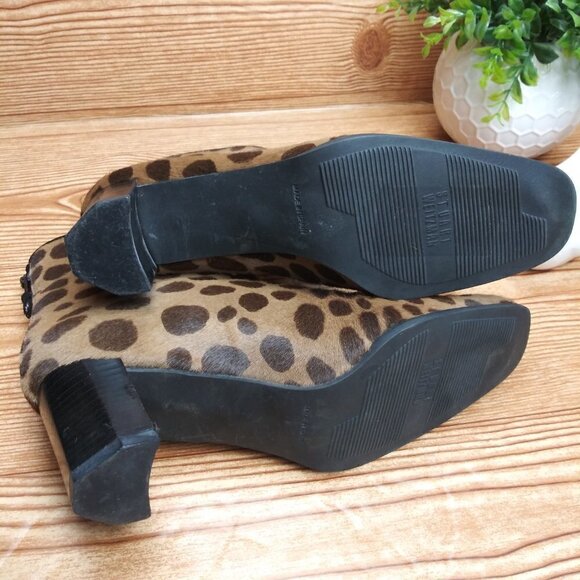 Stuart Weitzman Ponyhair Ankle Boots woman size 6M Brown Animal Print block heel - Picture 10 of 13
